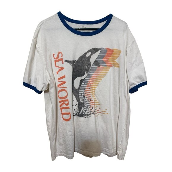 Seaworld Other - Vintage SEA WORLD Shamu Orca Whale Silhouette Ringer T Shirt XXL Rare OOAK